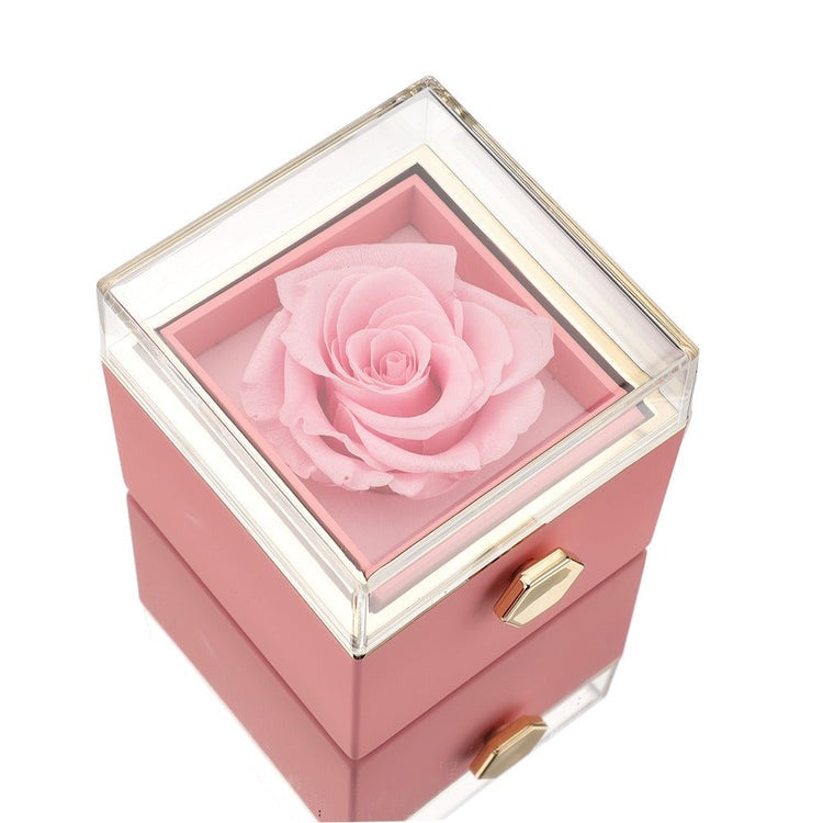 Ewige Rose in der Box - mit gravierter Halskette & echter Rose