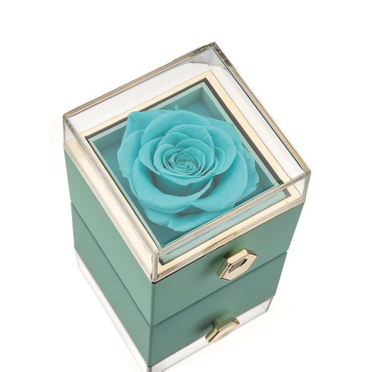 Ewige Rose in der Box - mit gravierter Halskette & echter Rose