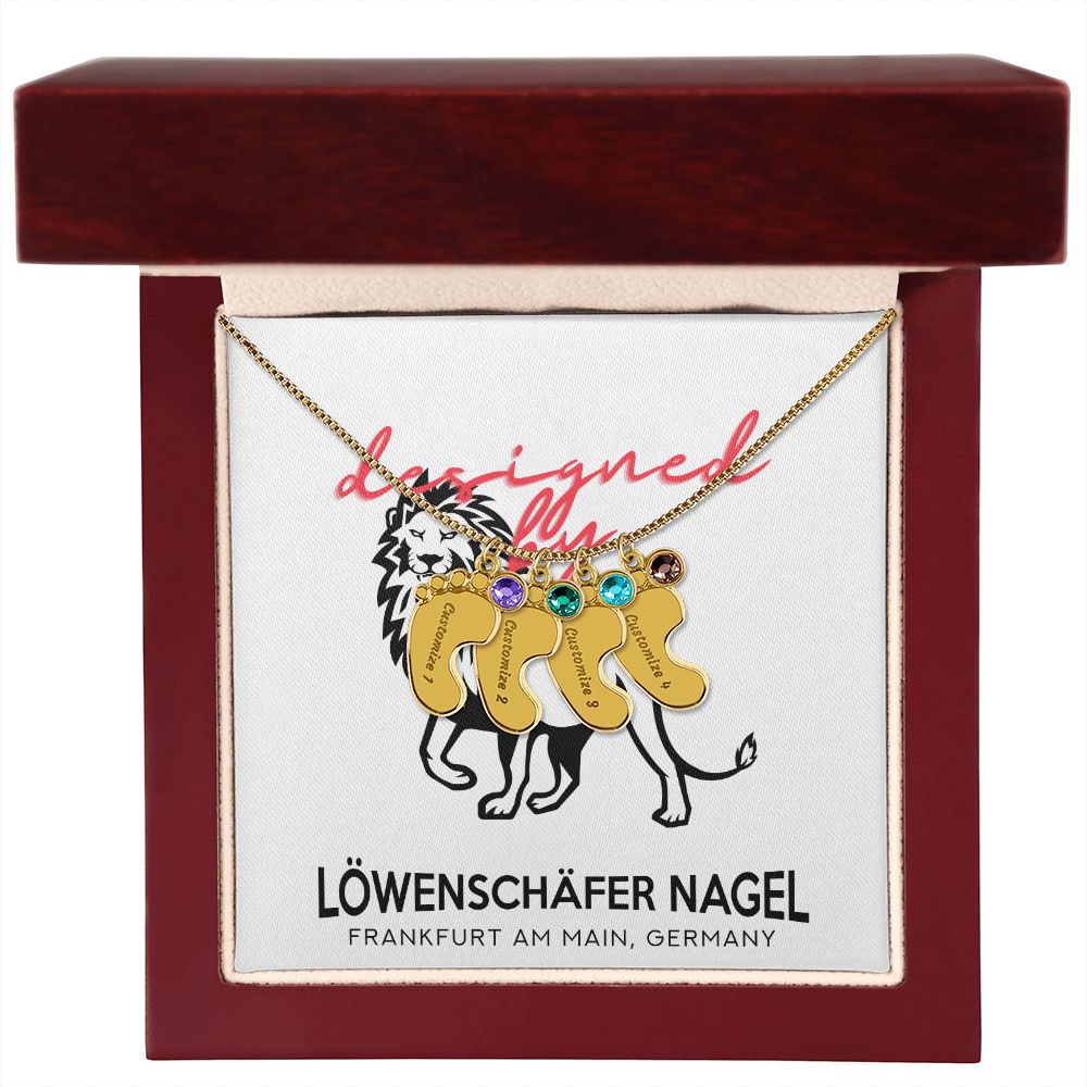 Eingravierte Babyfüße mit Geburtsstein-Amulett