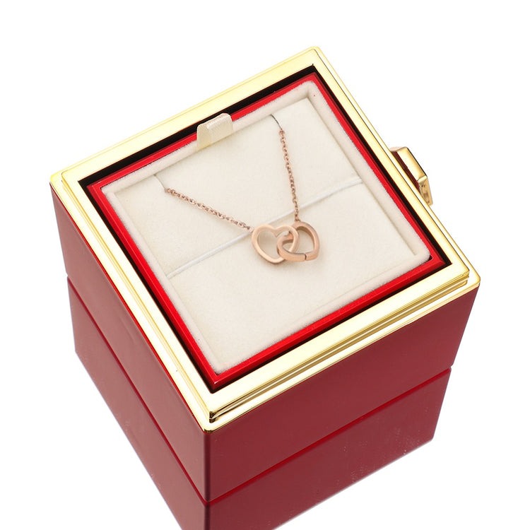 Ewige Rose in der Box - mit gravierter Halskette & echter Rose