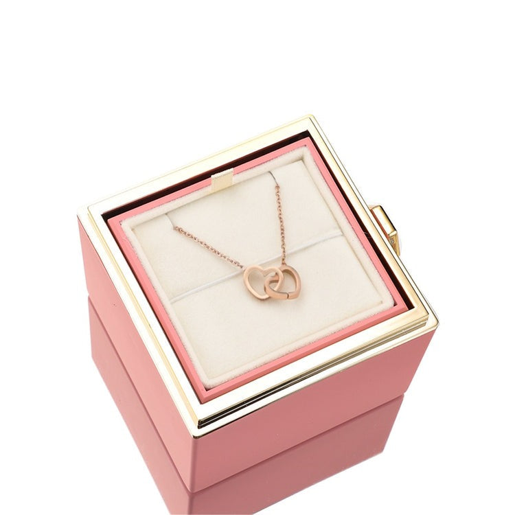 Ewige Rose in der Box - mit gravierter Halskette & echter Rose