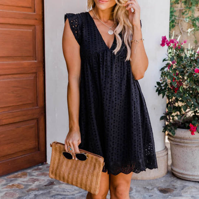 Stephanie® Baumwollkleid mit V-Ausschnitt