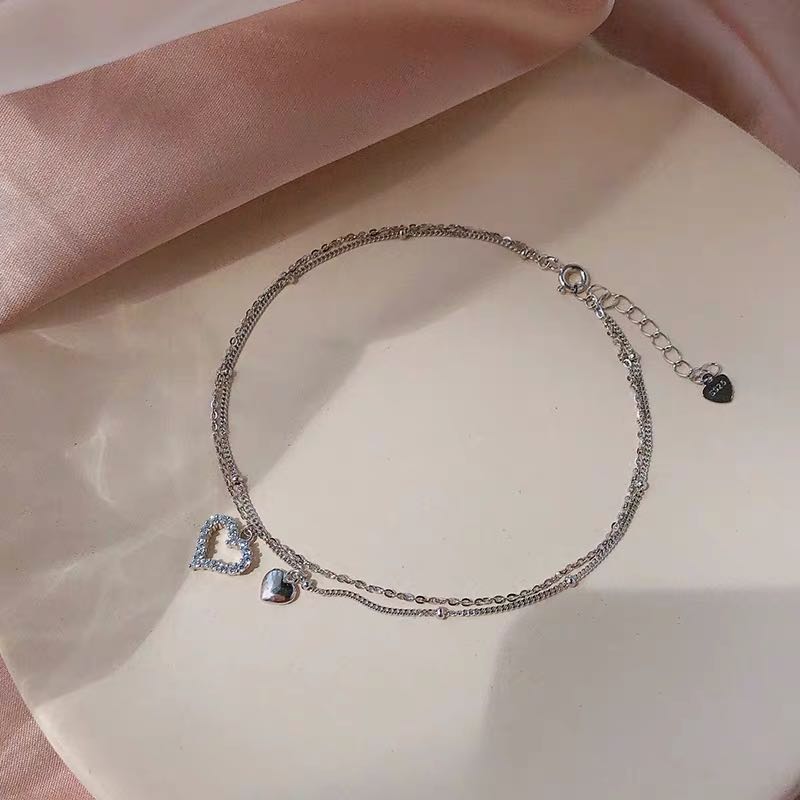 Amber® Double Layer Love Heart Fußkettchen