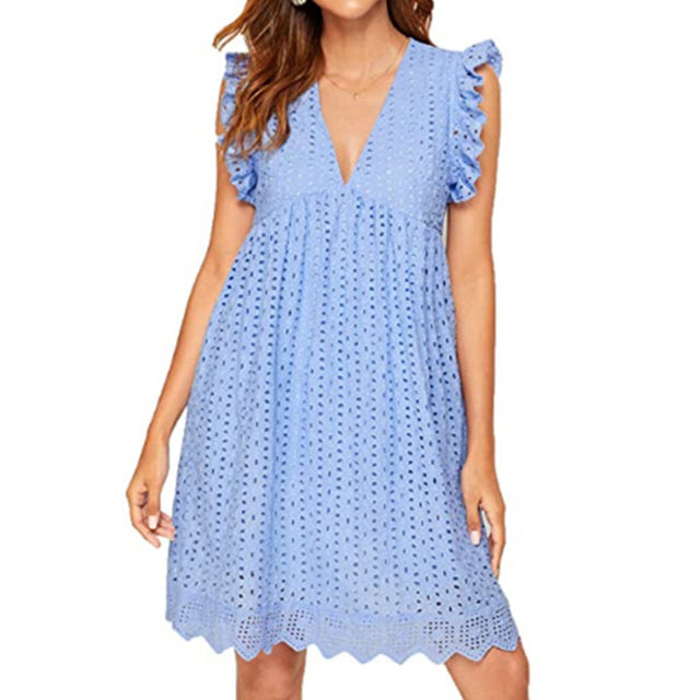 Stephanie® Baumwollkleid mit V-Ausschnitt