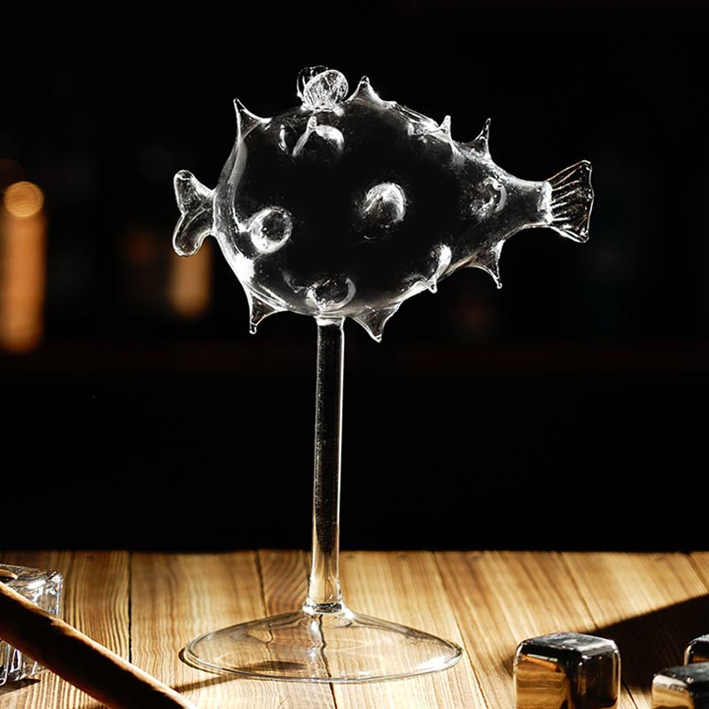 Kreatives Kugelfisch Cocktailglas Transparent
