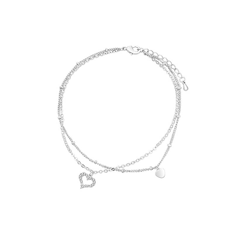 Amber® Double Layer Love Heart Fußkettchen