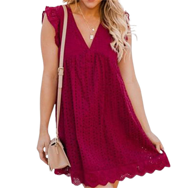 Stephanie® Baumwollkleid mit V-Ausschnitt