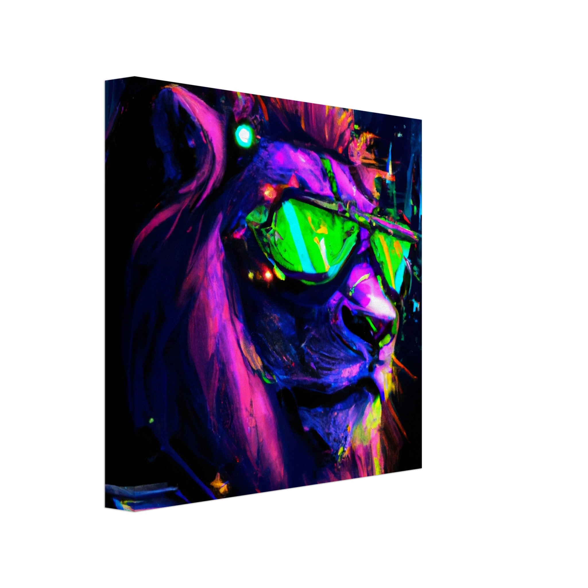Neon Löwe - Premium Leinwand