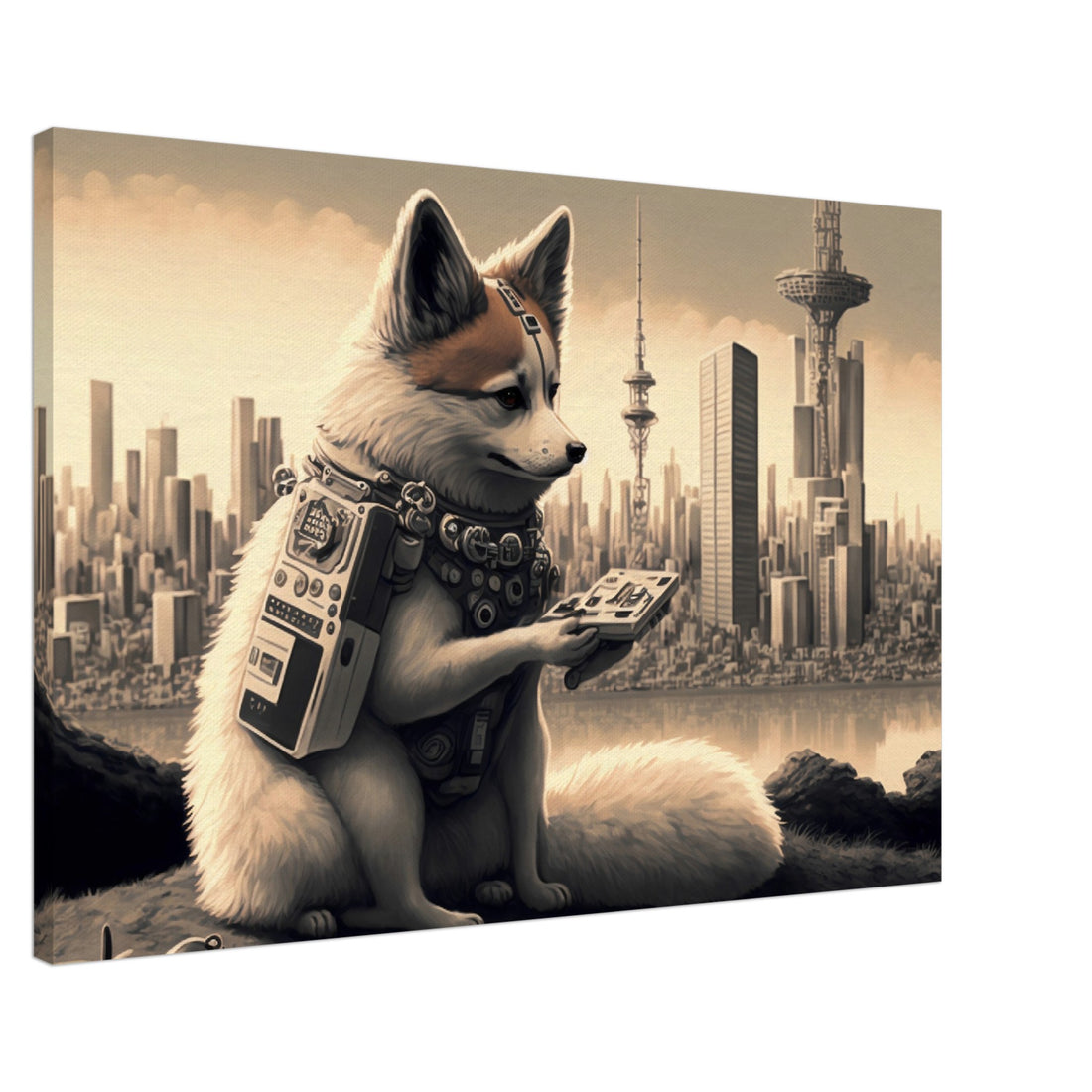 Zwergspitz in Tokio - Premium Leinwand