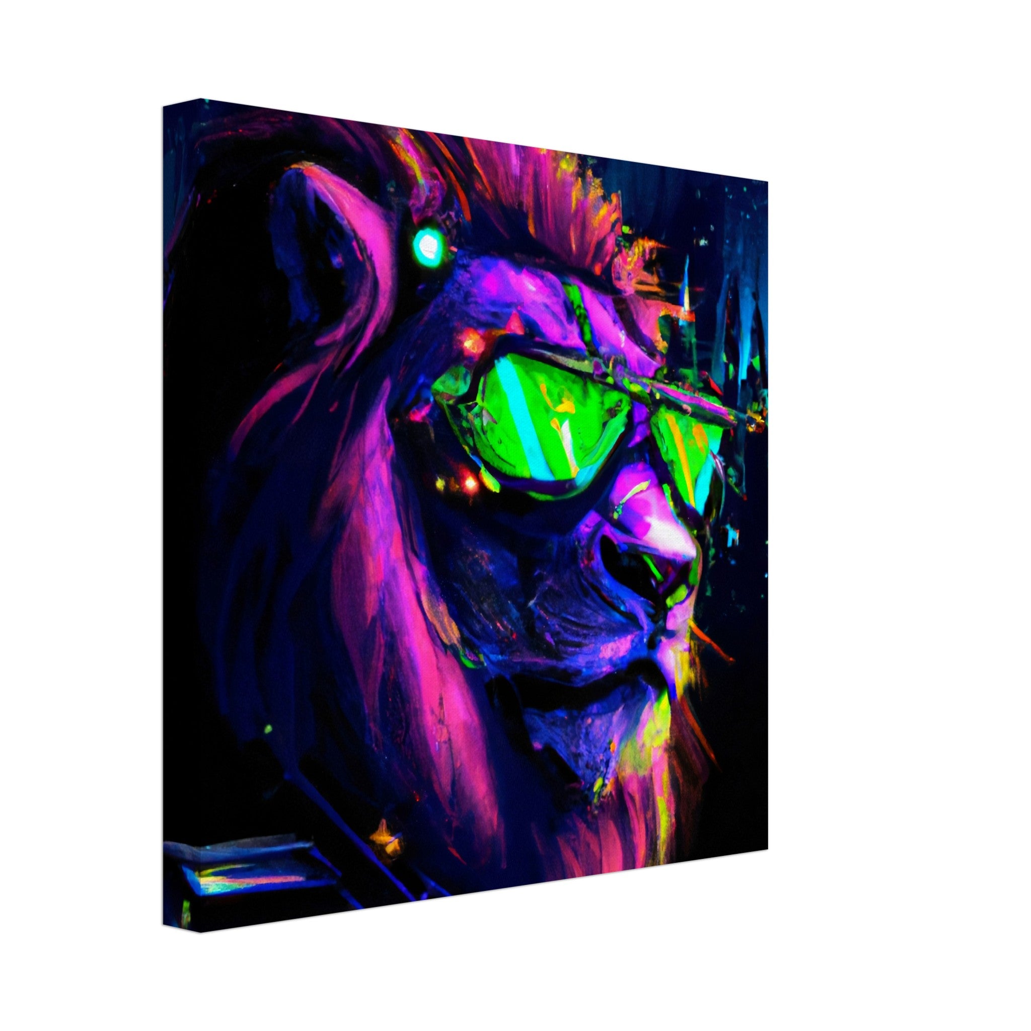 Neon Löwe - Premium Leinwand