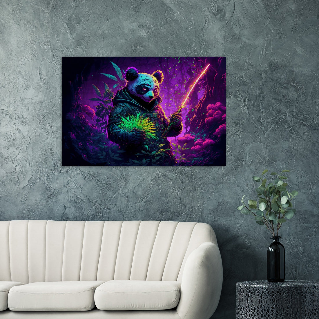 Panda & Gras - Gebürstetes Aluminium Druck