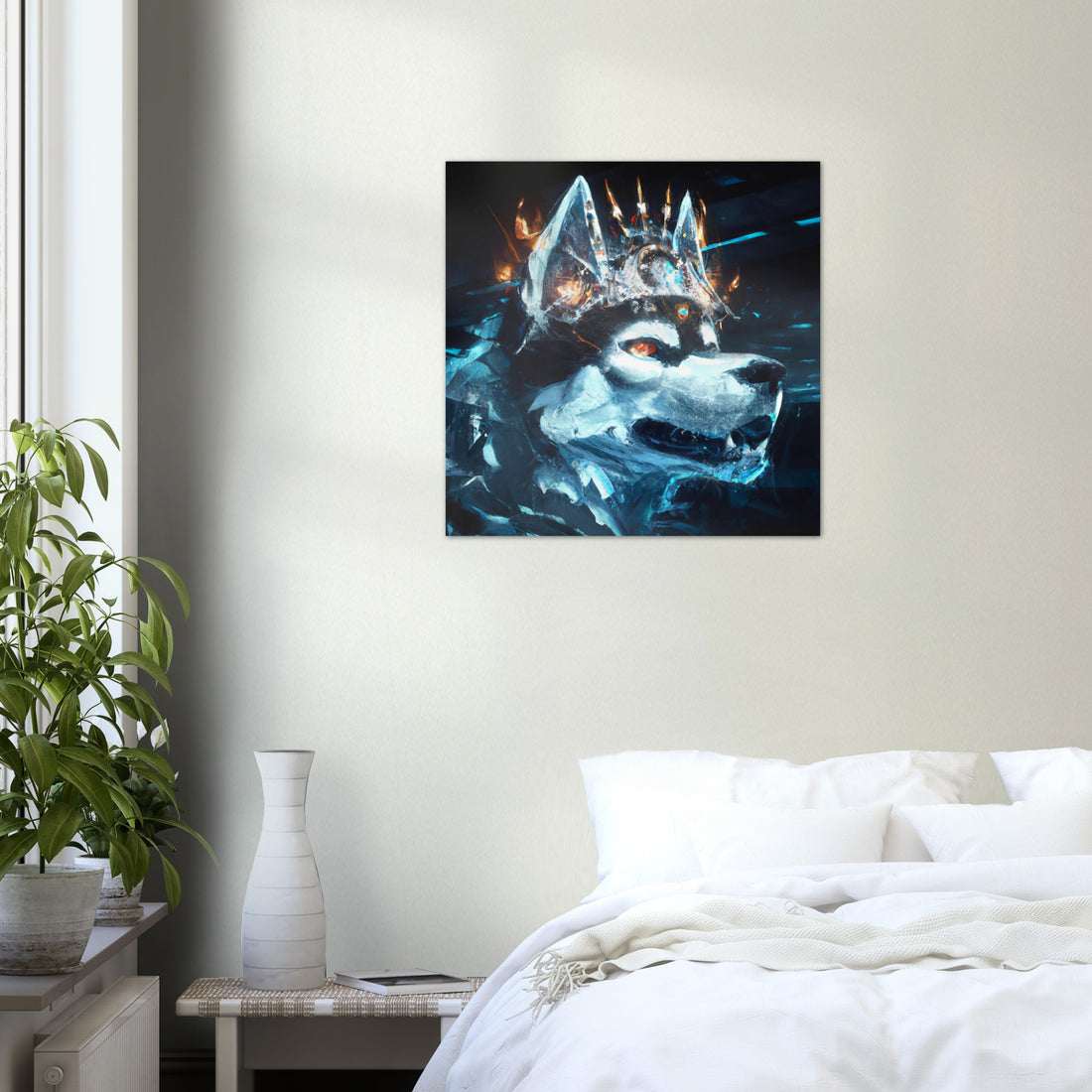 Eis und Feuer Husky Aluminium Druck