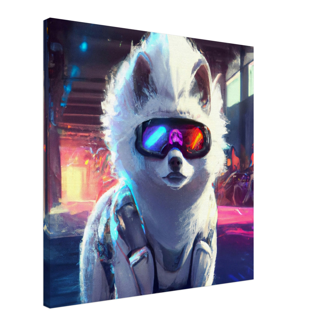 Weißer Zwergspitz - Premium Leinwand