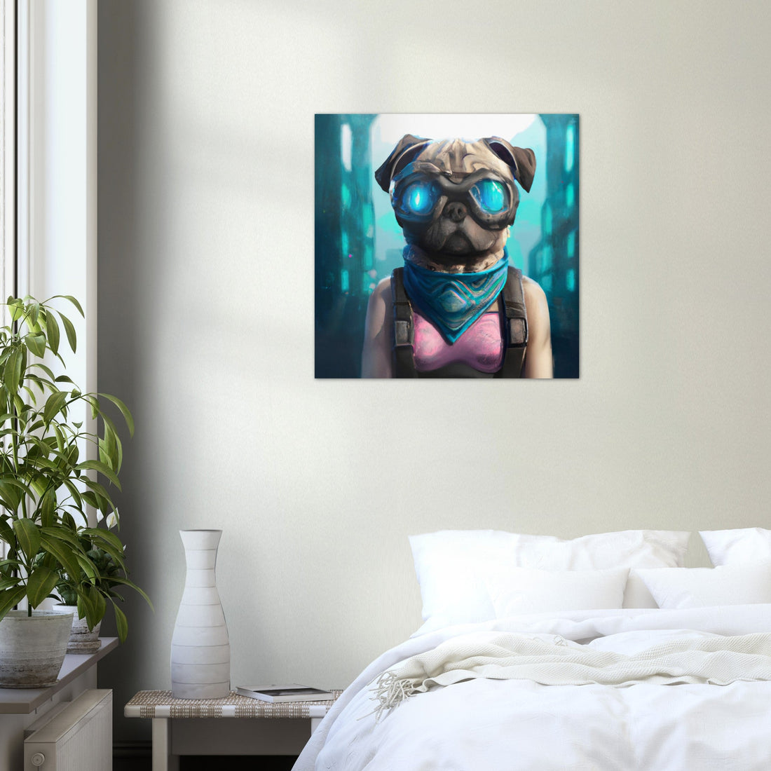 Weiblicher Mops Aluminium Druck