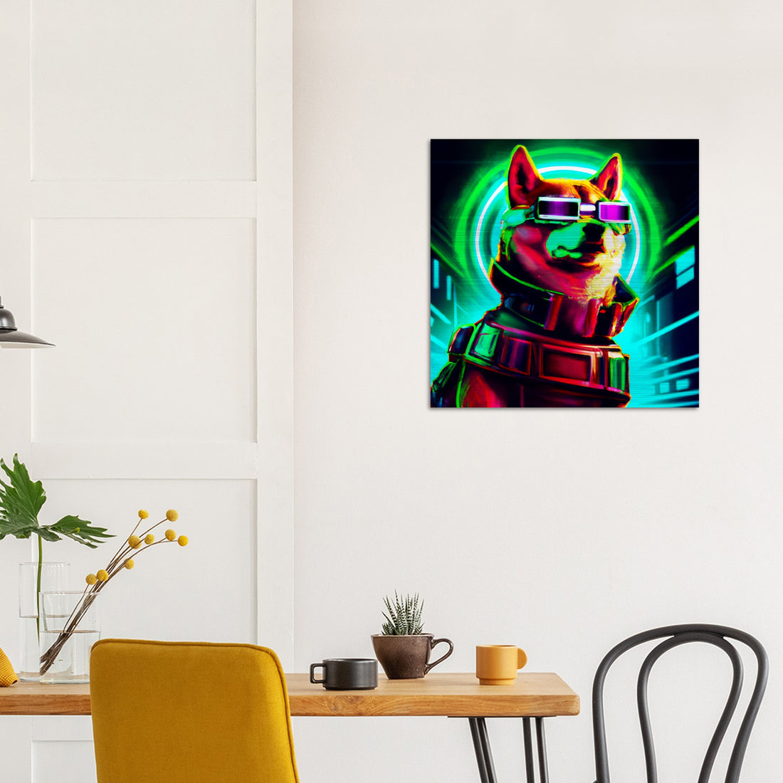 Matrix Shiba Inu Gebürstetes Aluminium Druck