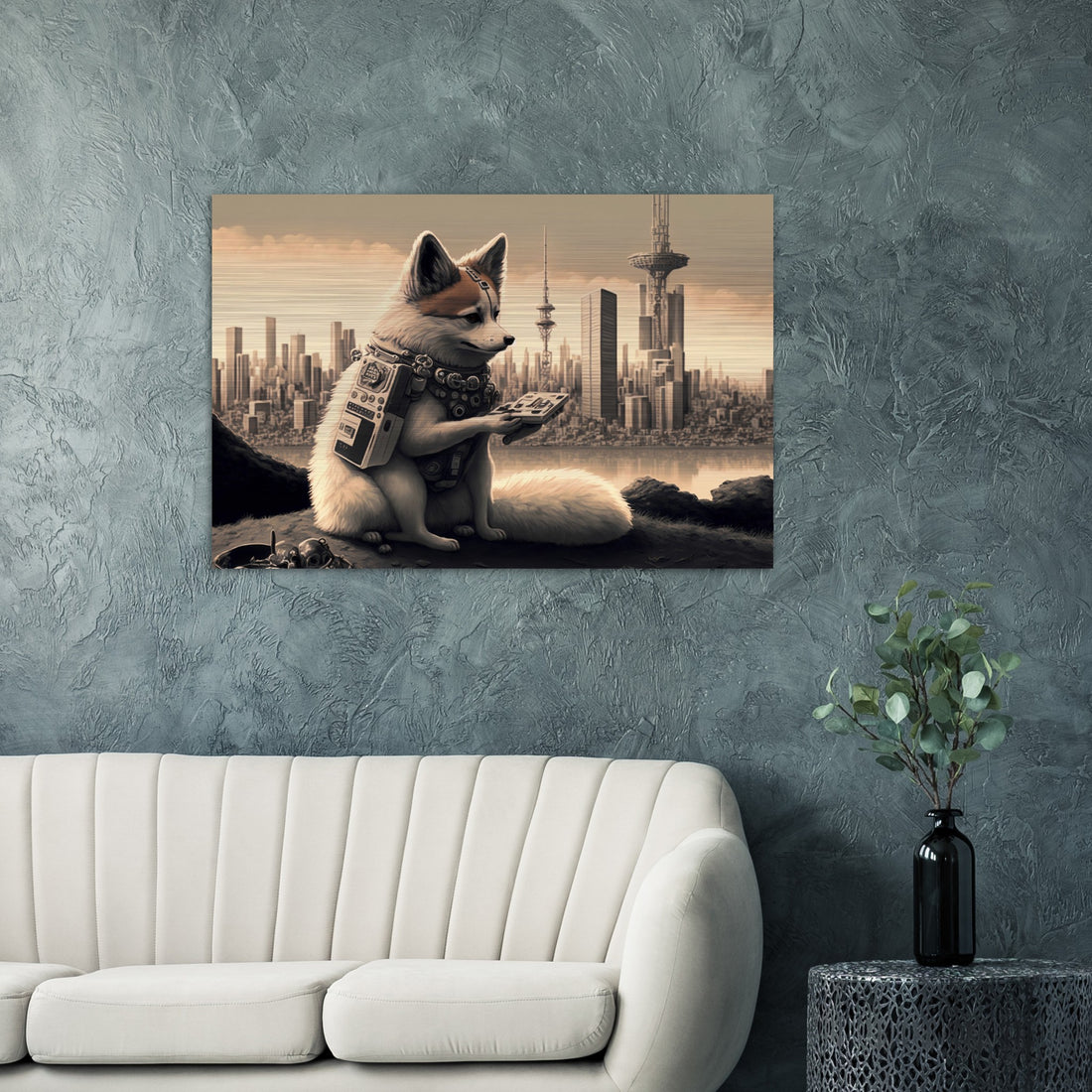 Zwergspitz in Tokio Gebürstetes Aluminium Druck