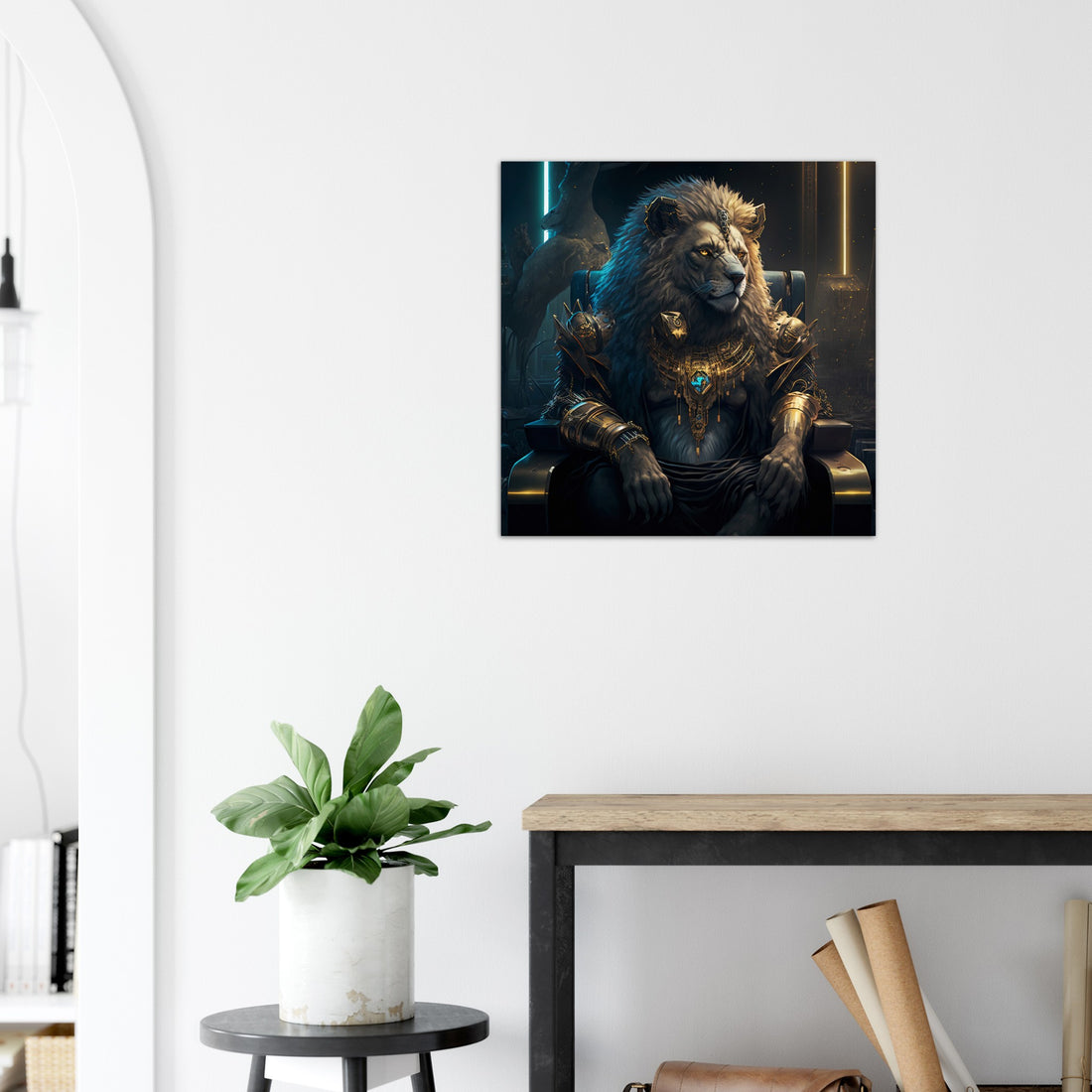 Löwe im Thron Aluminium Druck