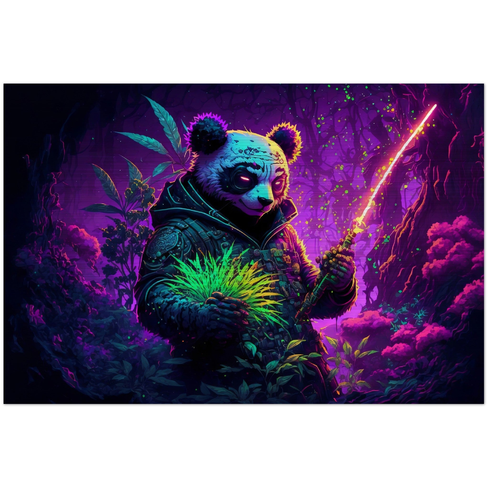 Panda & Gras - Gebürstetes Aluminium Druck