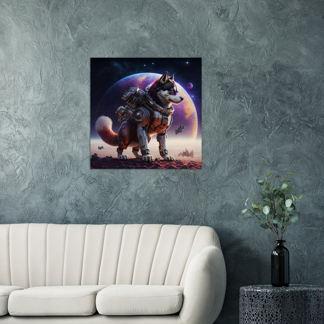 Astro Doggo Gebürstetes Aluminium Druck