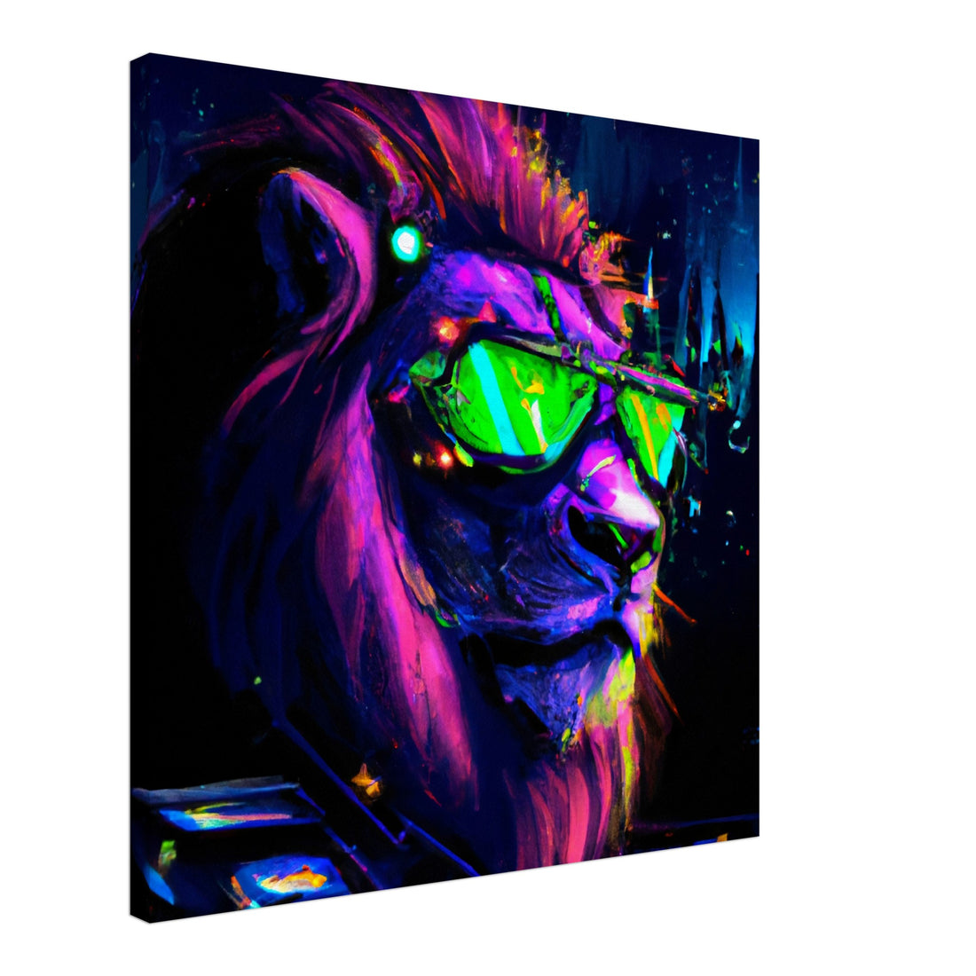 Neon Löwe - Premium Leinwand