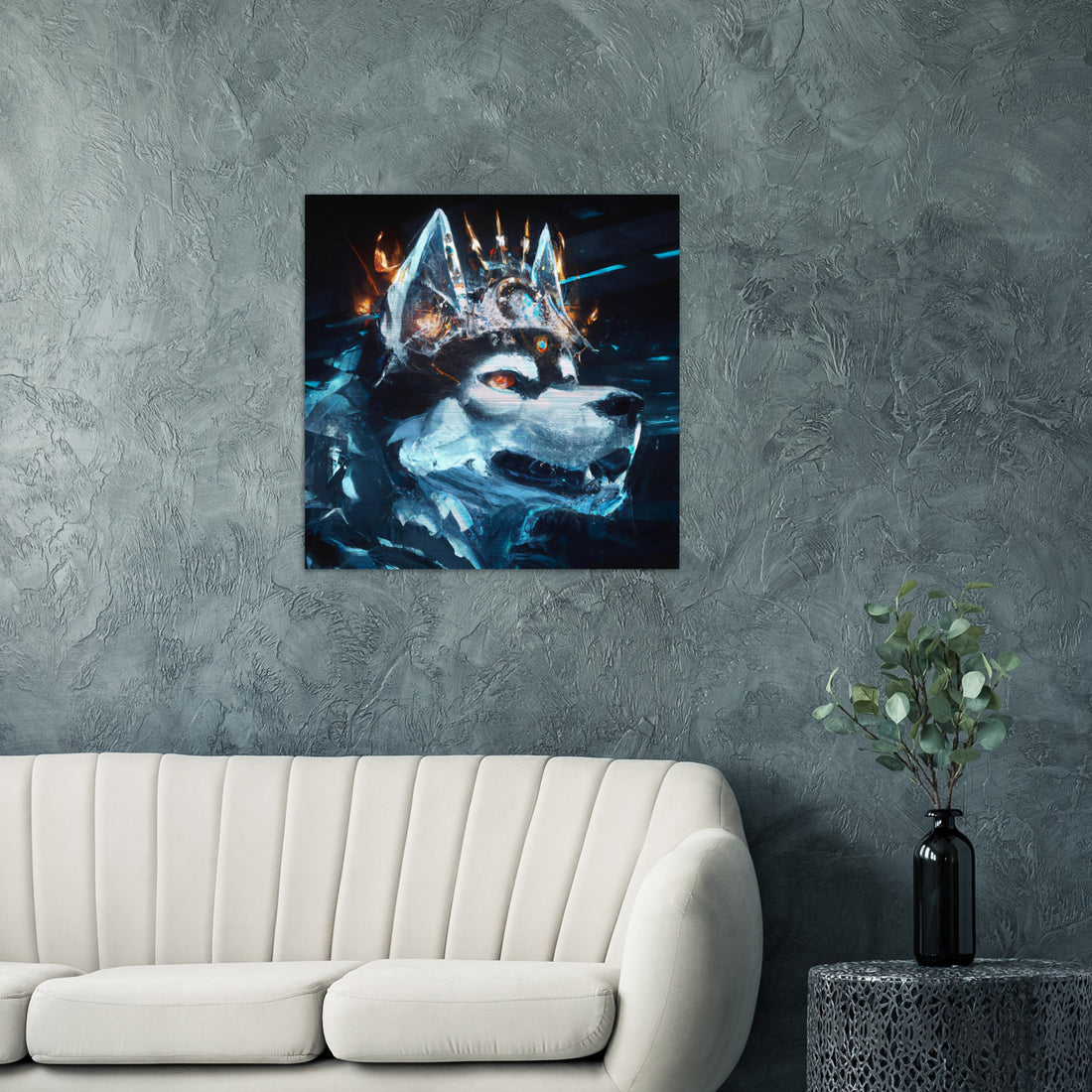 Eis und Feuer Husky Gebürstetes Aluminium Druck