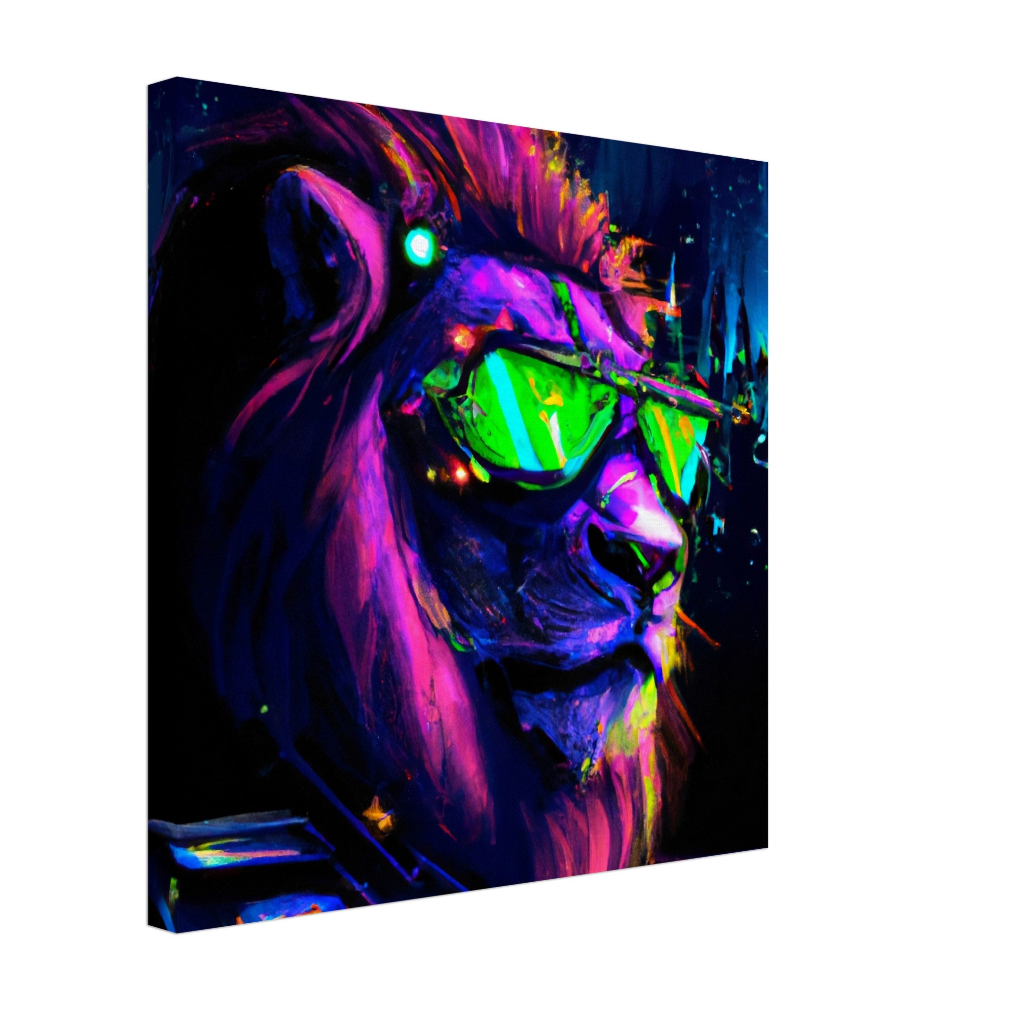Neon Löwe - Premium Leinwand