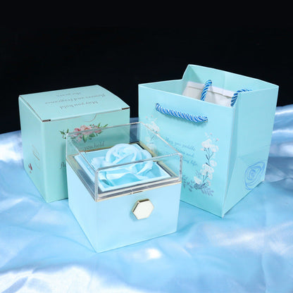 Ewige Rose in der Box - mit gravierter Halskette &amp; echter Rose