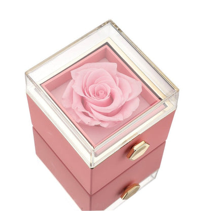 Ewige Rose in der Box - mit gravierter Halskette &amp; echter Rose