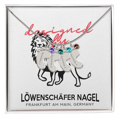 Eingravierte Babyfüße mit Geburtsstein-Amulett