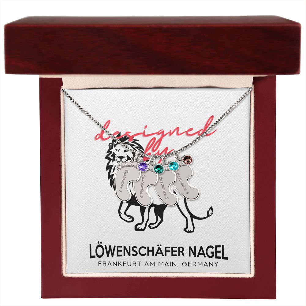 Eingravierte Babyfüße mit Geburtsstein-Amulett