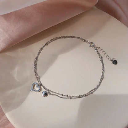 Amber® Double Layer Love Heart Fußkettchen