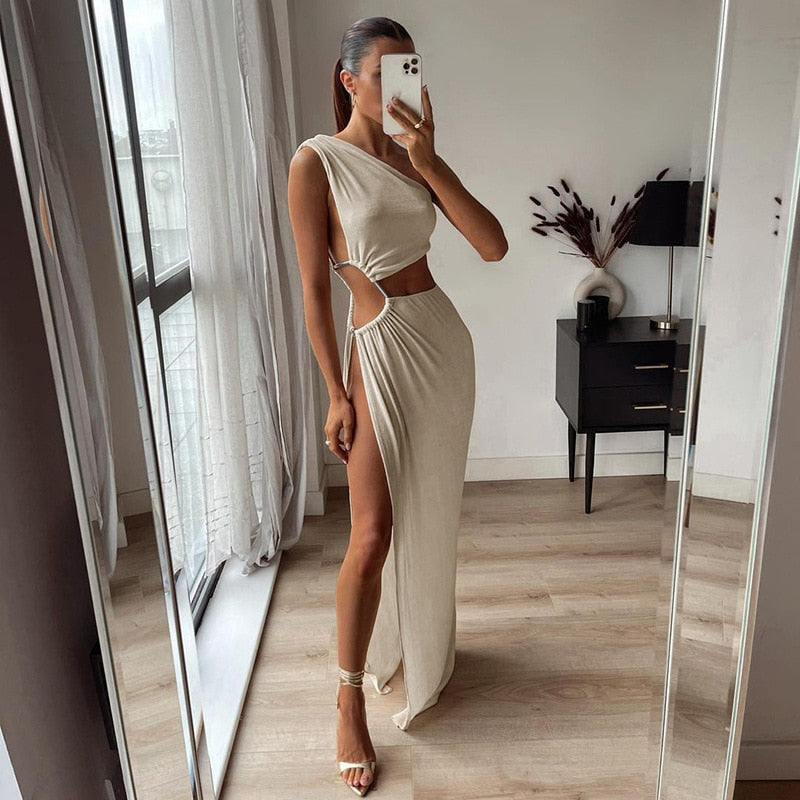 Niki® One Shoulder High Split Kleid