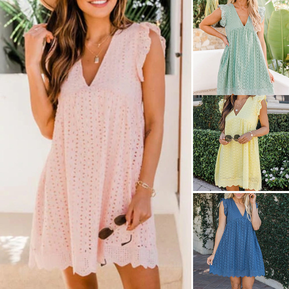 Stephanie® Baumwollkleid mit V-Ausschnitt