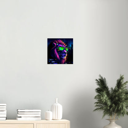 Neon Löwe Gebürstetes Aluminium Druck