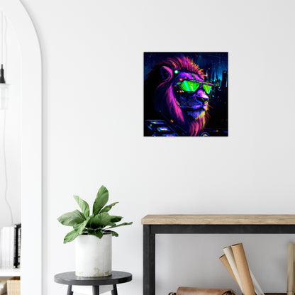 Neon Löwe Aluminium Druck