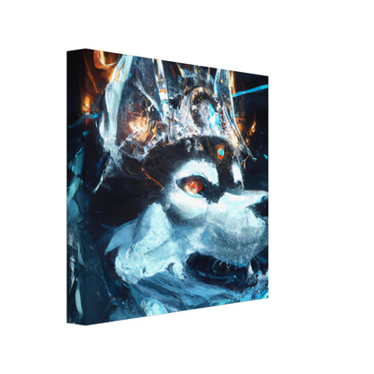 Eis und Feuer Husky - Premium Leinwand