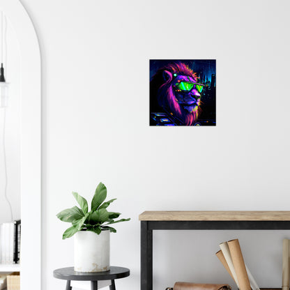 Neon Löwe Aluminium Druck