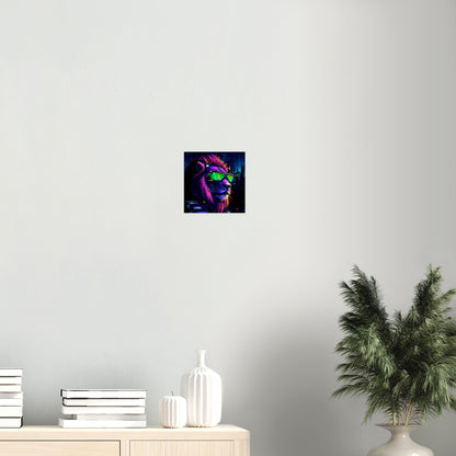 Neon Löwe Gebürstetes Aluminium Druck