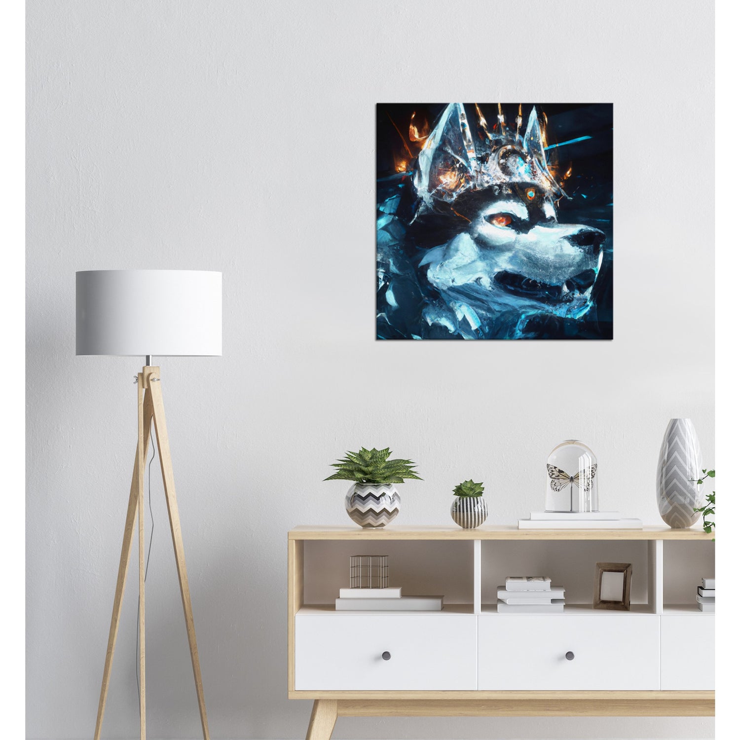 Eis und Feuer Husky - Premium Leinwand