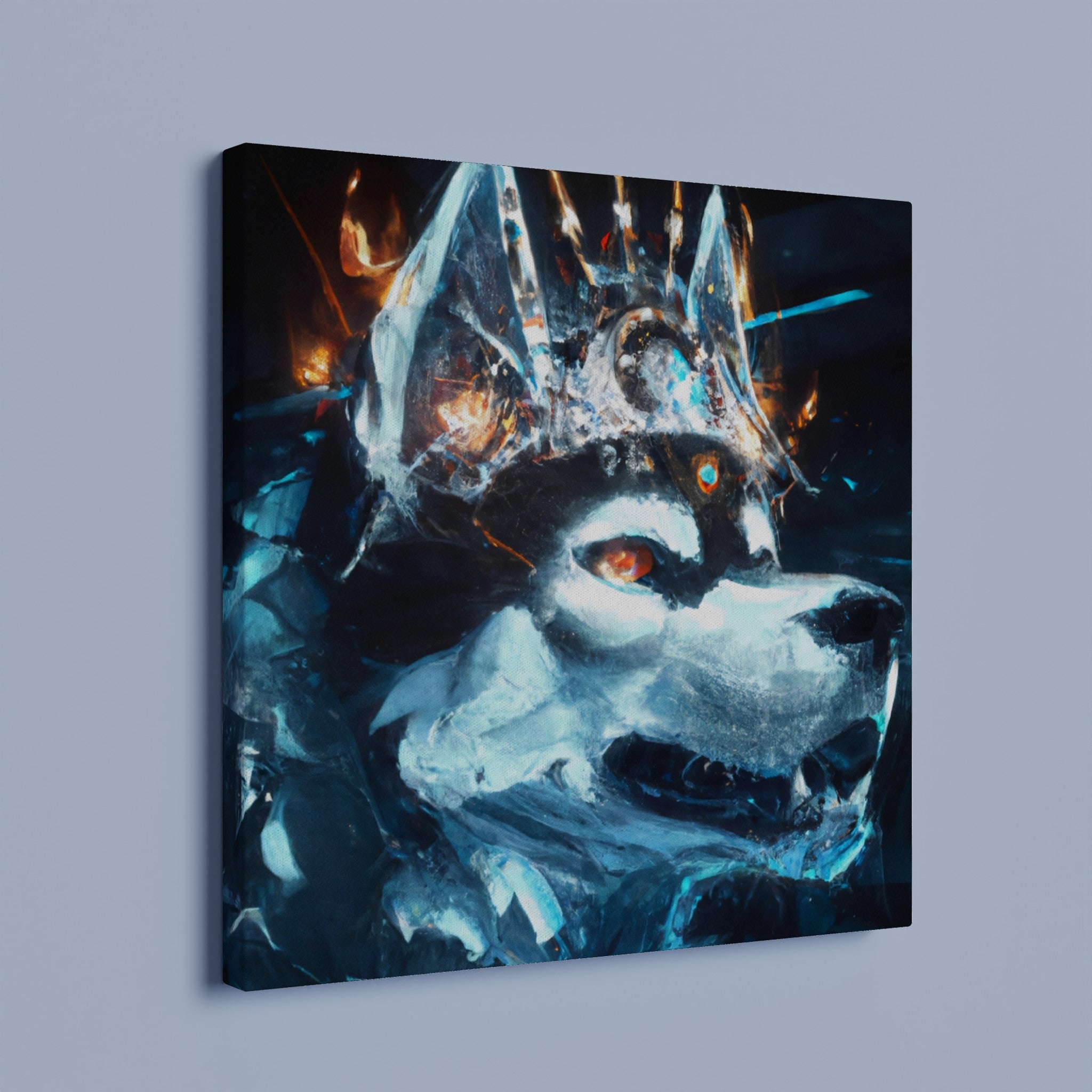 Eis und Feuer Husky - Premium Leinwand