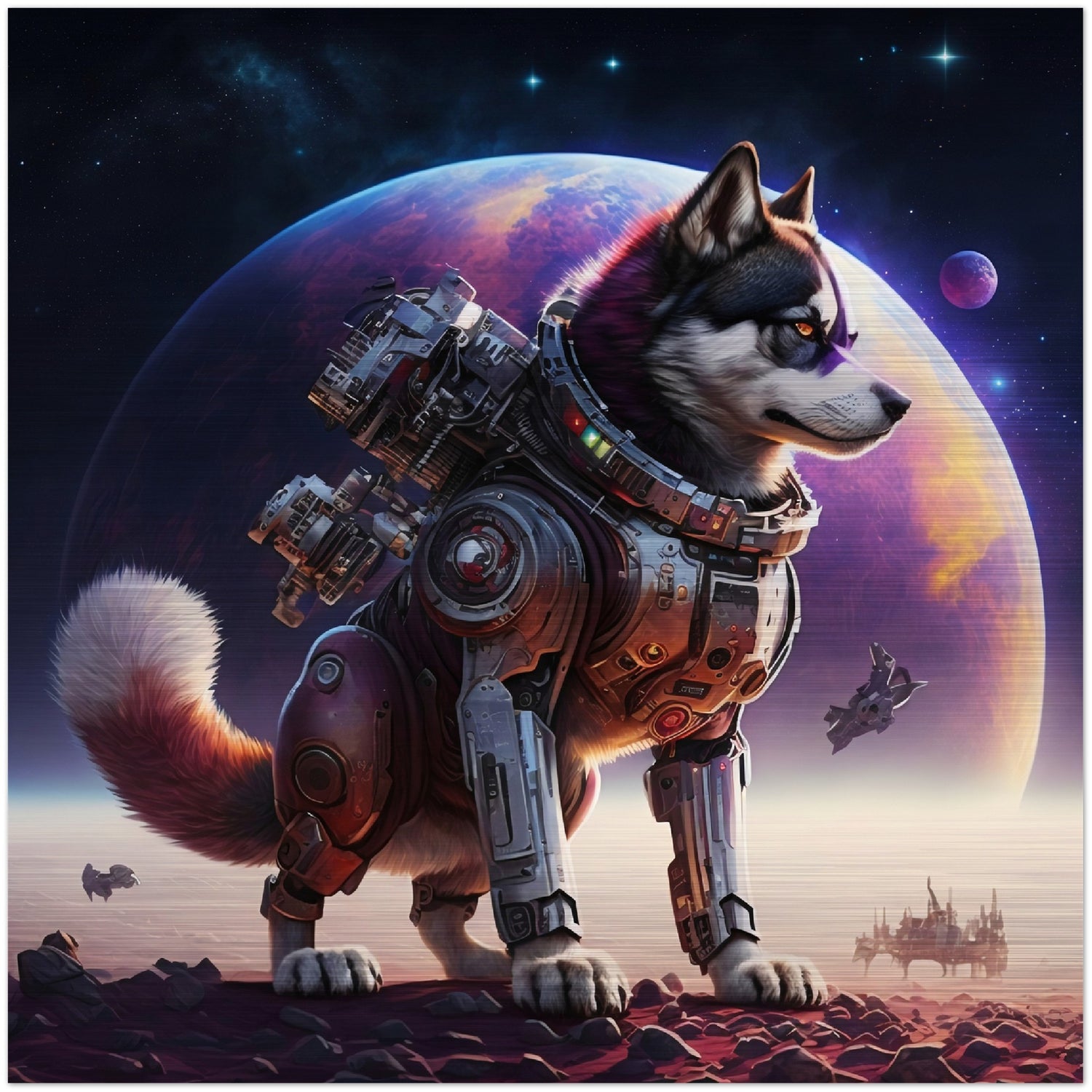 Astro Doggo Gebürstetes Aluminium Druck