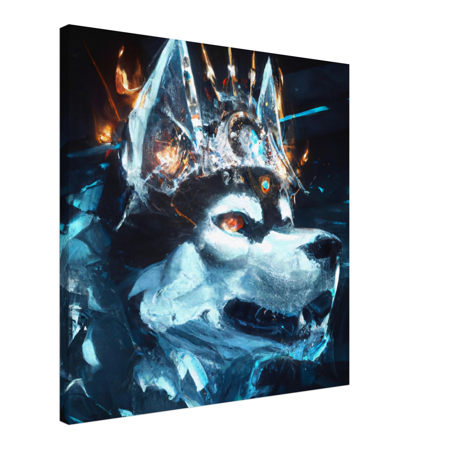 Eis und Feuer Husky - Premium Leinwand