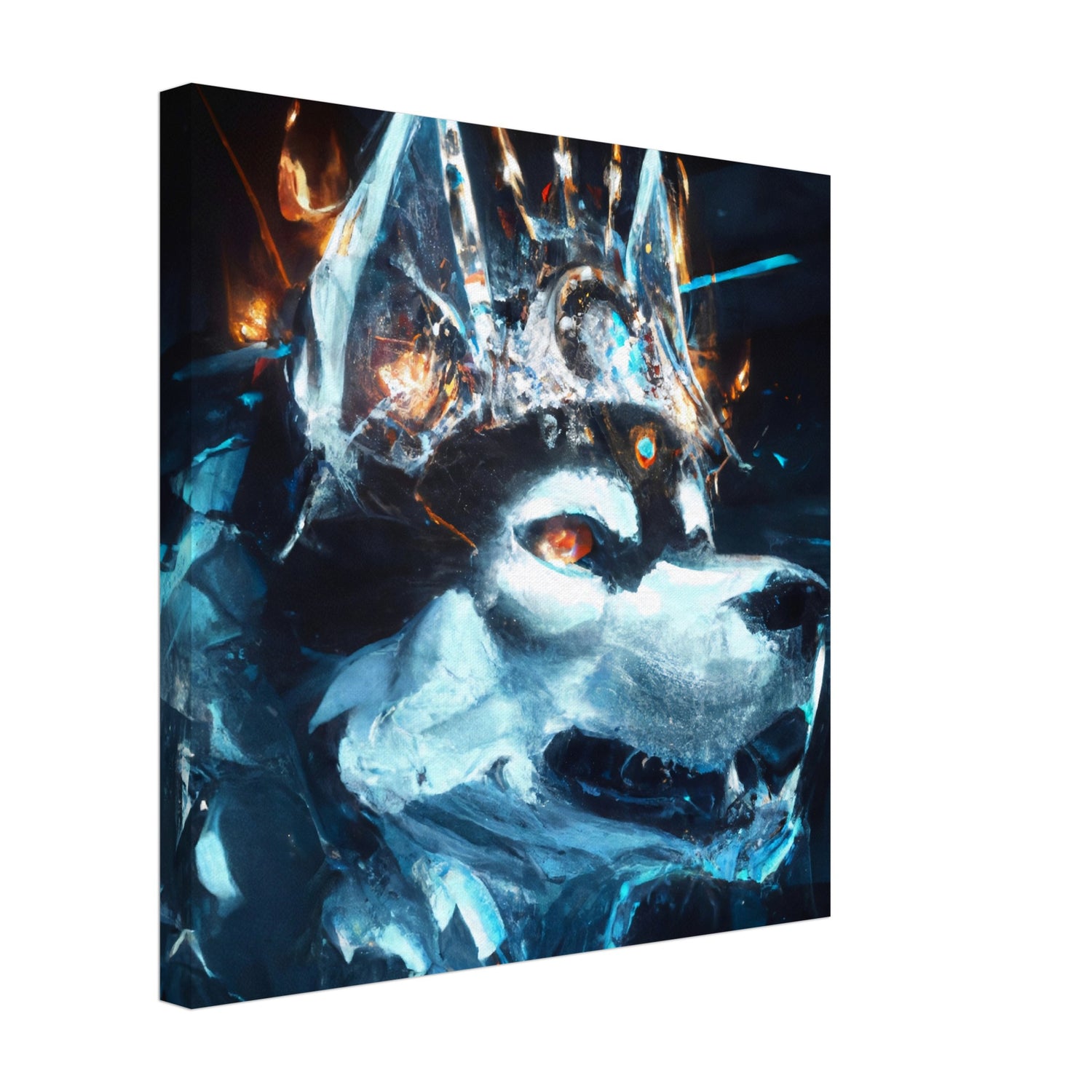 Eis und Feuer Husky - Premium Leinwand