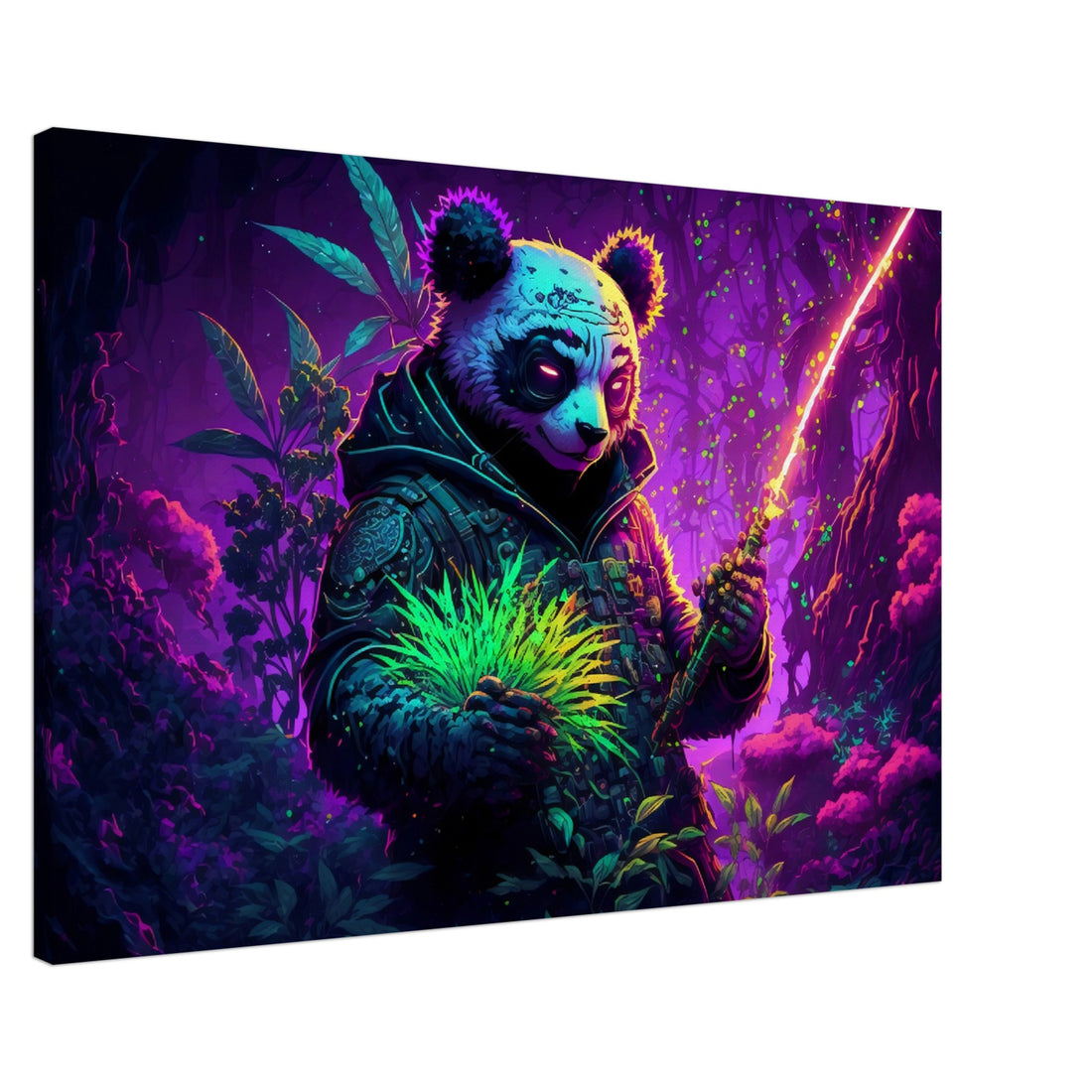 Panda &amp; Gras - Premium Leinwand